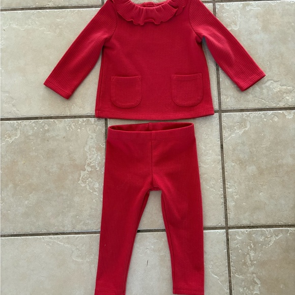 Red Ruffled Top & Legging Set - Picture 2 of 5